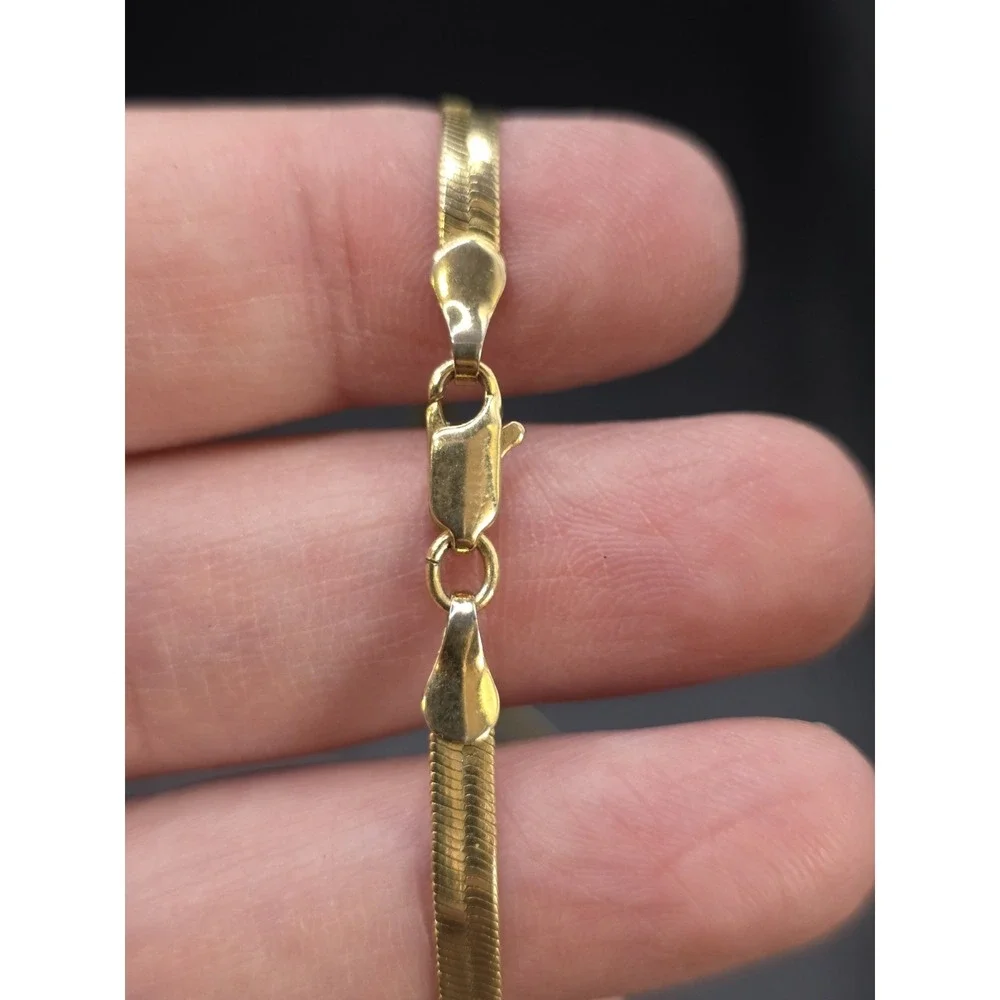 gold-tone herringbone chain necklace